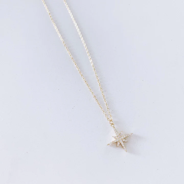 CZ Star Burst Pendant Necklace - Image 3